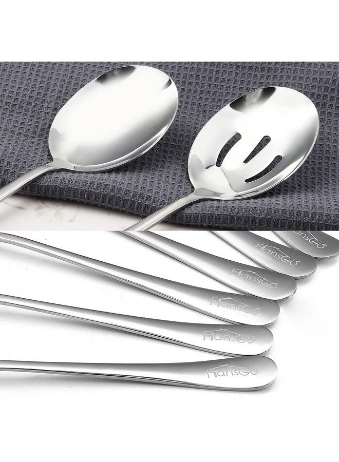 HansGo 6Pcs Serving Spoons Including 3 Stainless Steel Serving Spoons And 3 Slotted Spoons Large Serving Utensil For Wedding Party Family Dinners - Image 4