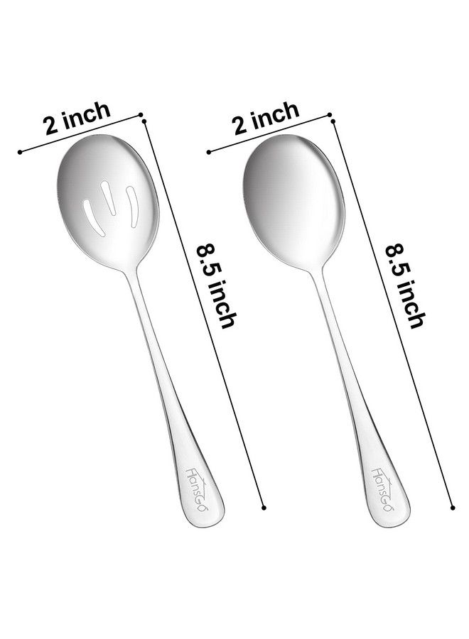 HansGo 6Pcs Serving Spoons Including 3 Stainless Steel Serving Spoons And 3 Slotted Spoons Large Serving Utensil For Wedding Party Family Dinners - Image 3