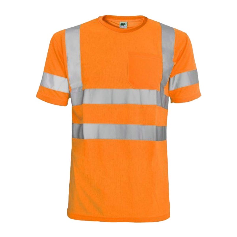L&M Hi Vis T Shirt ANSI Class 3 Reflective Safety Lime Orange Short Sleeve HIGH Visibility (L, Orange)