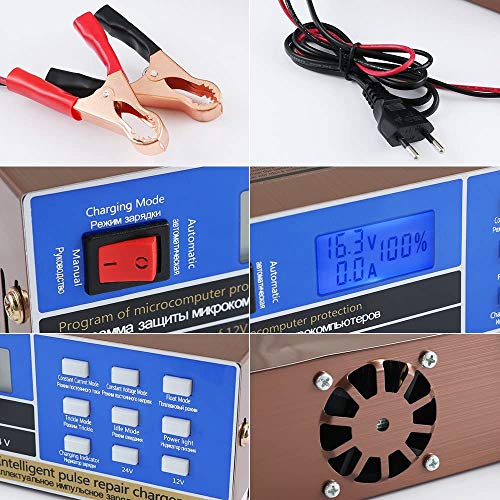 Kawish Full Automatic Car Battery Charger 12V/10A | 24V/7.5A Intelligent Pulse Repair Battery Charger Truck Motorcycle Charger with Terminal Clean Brush for Automotive,Boat,Motorcycle - Image 5