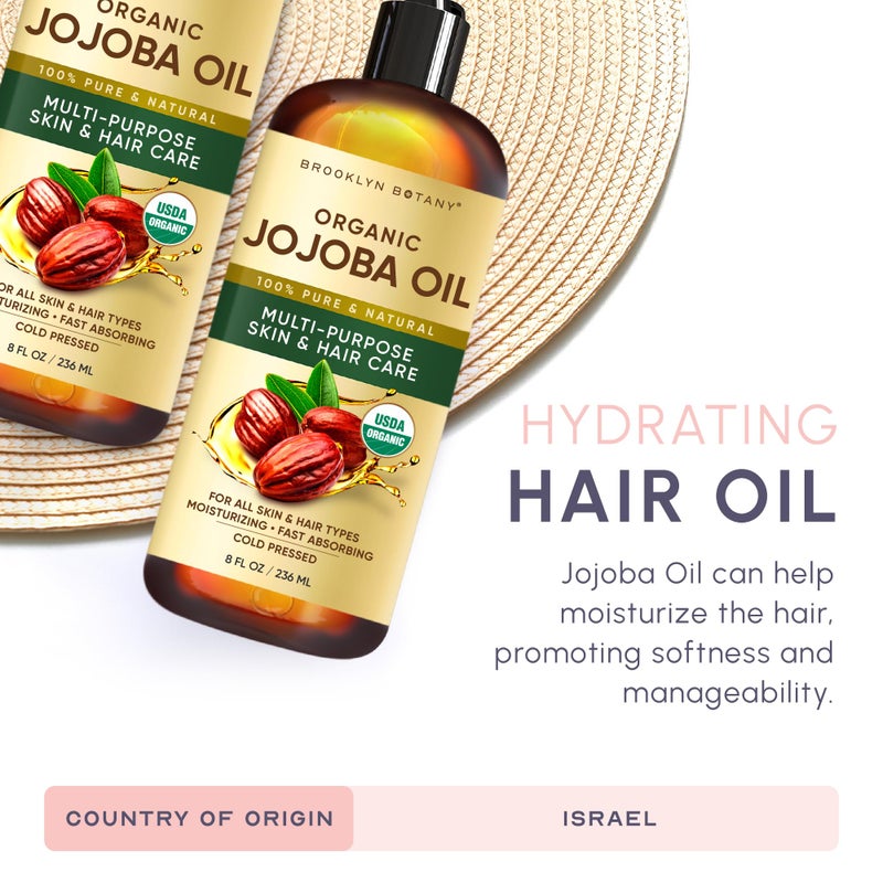 Brooklyn Botany زيت الجوجوبا العضوي المعصور على البارد من بروكلين بوتاني | للبشرة والشعر والوجه | 8 أونصة سائلة | 100% نقي وطبيعي | زيت ناقل للزيوت الأساسية، العلاج العطري والتدليك | خالي من الهكسان - Image 4