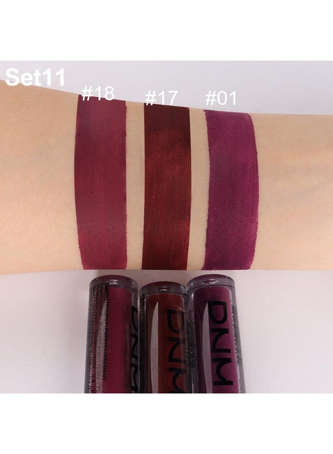 evpct Dnm 3Pcs Dark Red Purple Plum Matte Liquid Lipstick Lip Stain Sets For Women Matte+Lipstick Dark Maroon Long Lasting Permanent Lipstick 24 Hr Hours Magic Lipstick 24 Hours Original Waterproof - Image 3