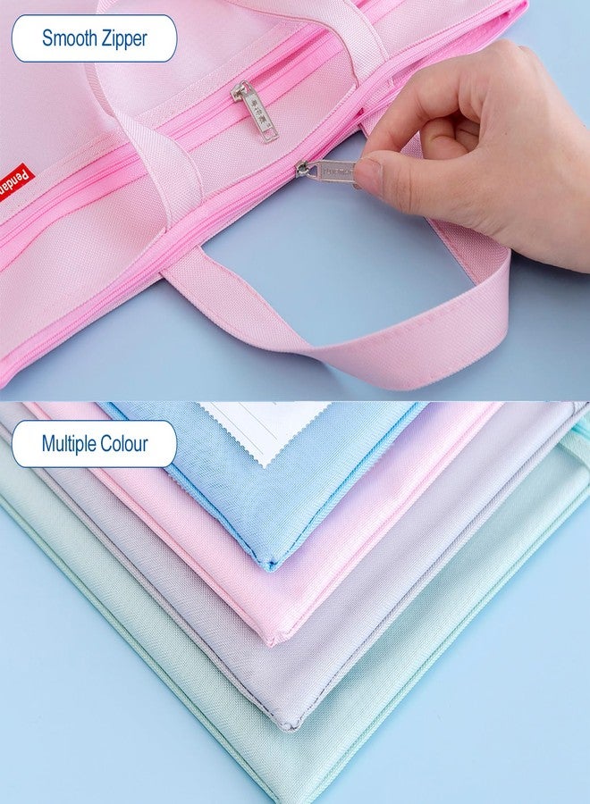 Pendancy Mesh Zipper Pouch 11x13.7 in, 2 pcs Large Double Pocket Waterproof File Bag with Handle, A4 Size Foldable Document Storage for Puzzle Project/Cross Stitch/Travel/Office（Blue Pink） - Image 4