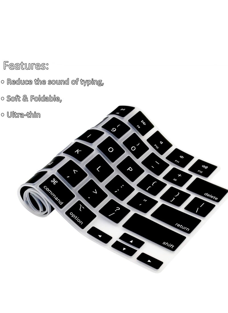 Generic 1Pack Premium Keyboard Cover Skin Ultra Thin for MacBook Air 15" M4 A3241 M3 A3114 and M2 A2941,MacBook Air 13.6" M4 A3240/M3 A3113/M2 A2681, 2025-2021 MacBook Pro 14" 16" M4 M3 M2 M1 (A3112 A3401 A3185 A2992 A2918 A2779 A2442 A3403 A3185  A2780 A2485 A2991),Black  - Image 3