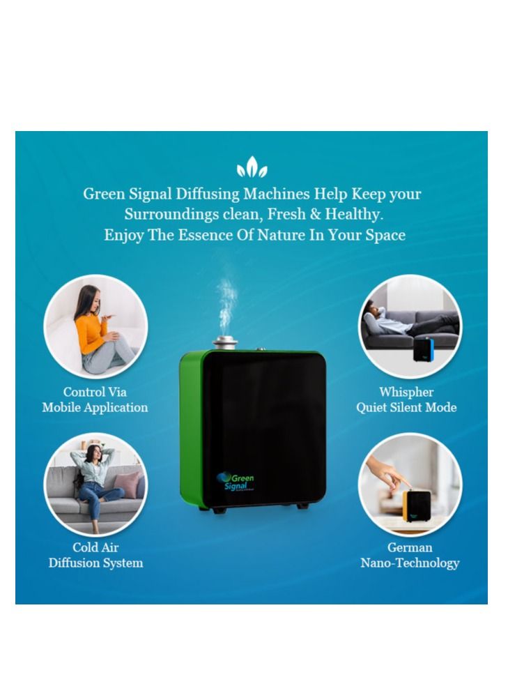 Green Signal Premium Aroma Oil Diffuser – Bluetooth Control – Medium Size – HVAC Compatible – Silver – 500ml Capacity-green  - Image 5