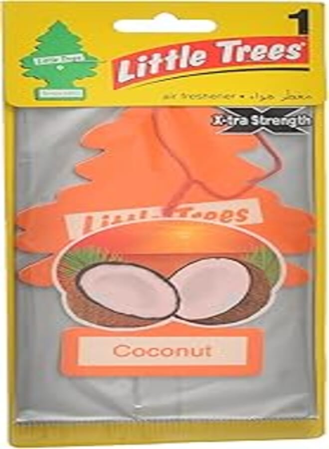 Little Tree ND068 Large Hanging Car Air Freshner, Coconut Scent With Perfect Design, Premium And Eco-Friendly Material - Multi Colour