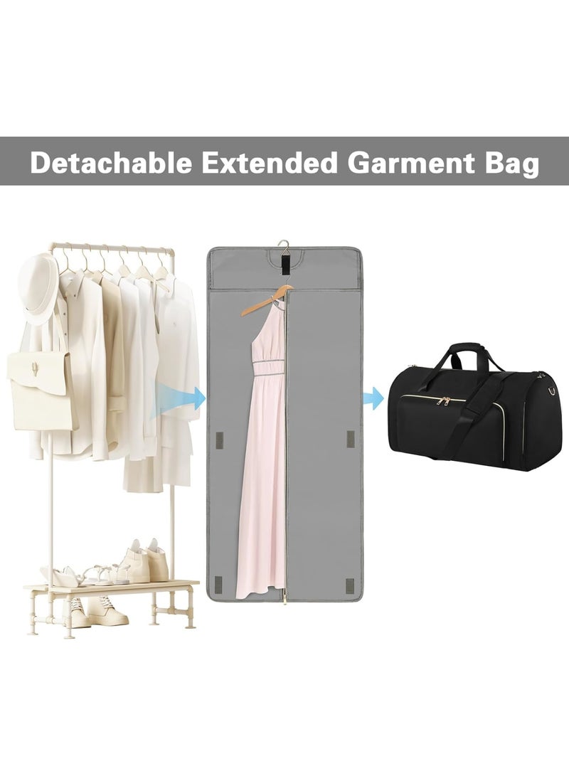 Zikra Garment Bags for Travel, Convertible Garment Bag with Detachable Hanging Suit Bag, Carry on Travel Duffel Bag with Shoulder and Backpack Straps, Luggage Dress Bag for Men, Women, Black - Image 3