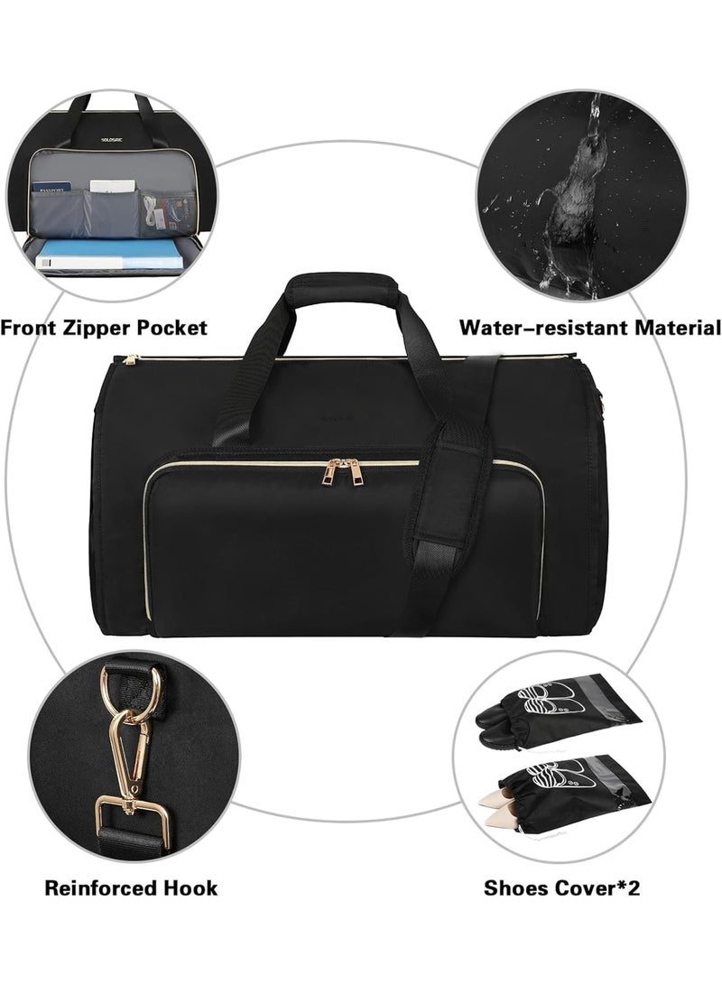 Zikra Garment Bags for Travel, Convertible Garment Bag with Detachable Hanging Suit Bag, Carry on Travel Duffel Bag with Shoulder and Backpack Straps, Luggage Dress Bag for Men, Women, Black - Image 5