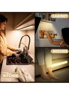 Necomi Motion Sensor Closet Light With Magnetic Strip, LED USB Wireless Under Cabinet Light, Stick-On Anywhere Night Light Bar For Wardrobe, Cupboard, Kitchen, Hallway And Stairs (3 Colors and Stepless Dimming)  - Image 2