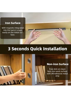 Necomi Motion Sensor Closet Light With Magnetic Strip, LED USB Wireless Under Cabinet Light, Stick-On Anywhere Night Light Bar For Wardrobe, Cupboard, Kitchen, Hallway And Stairs (3 Colors and Stepless Dimming)  - Image 3
