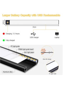 Necomi Motion Sensor Closet Light With Magnetic Strip, LED USB Wireless Under Cabinet Light, Stick-On Anywhere Night Light Bar For Wardrobe, Cupboard, Kitchen, Hallway And Stairs (3 Colors and Stepless Dimming)  - Image 5