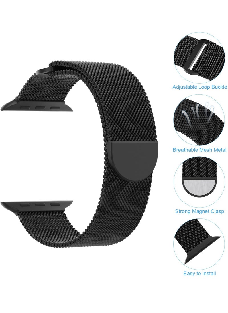 ANYOGRO Compatible with Apple Watch Band 42mm 44mm 45mm 46mm 49mm for Women and Men, Stainless Steel Magnetic Metal Wristband Strap Compatible with iWatch Series 10 9 8 7 6 5 4 3 2 1 SE 2/1 Black  - Image 2