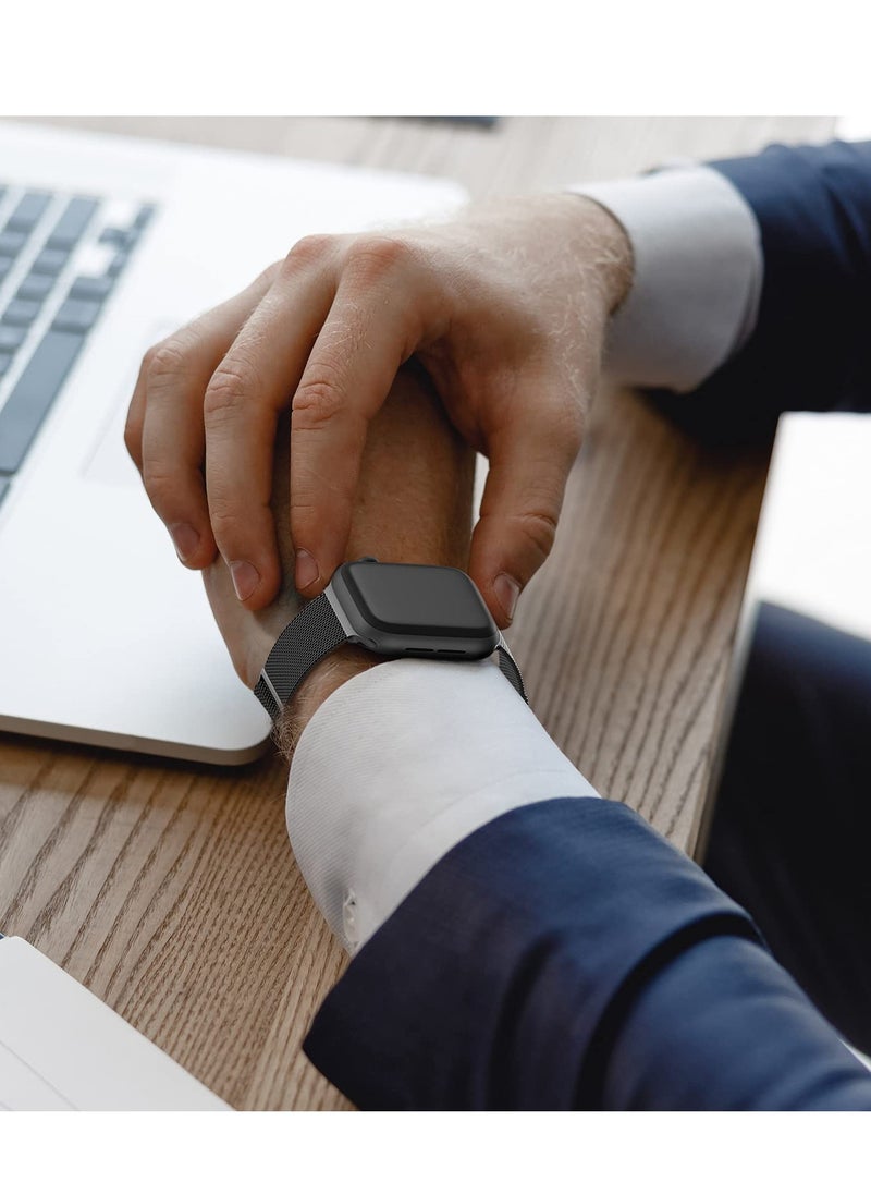 ANYOGRO Compatible with Apple Watch Band 42mm 44mm 45mm 46mm 49mm for Women and Men, Stainless Steel Magnetic Metal Wristband Strap Compatible with iWatch Series 10 9 8 7 6 5 4 3 2 1 SE 2/1 Black  - Image 3