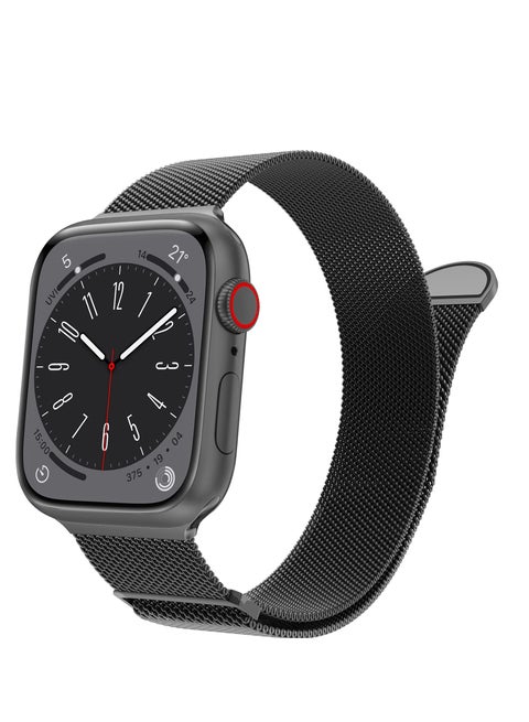 Compatible with Apple Watch Band 42mm 44mm 45mm 46mm 49mm for Women and Men, Stainless Steel Magnetic Metal Wristband Strap Compatible with iWatch Series 10 9 8 7 6 5 4 3 2 1 SE 2/1 Black