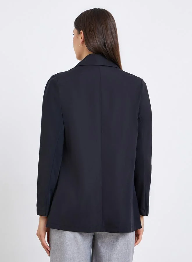 تايك تو بليزر بأكمام طويلة وجيوب سادة