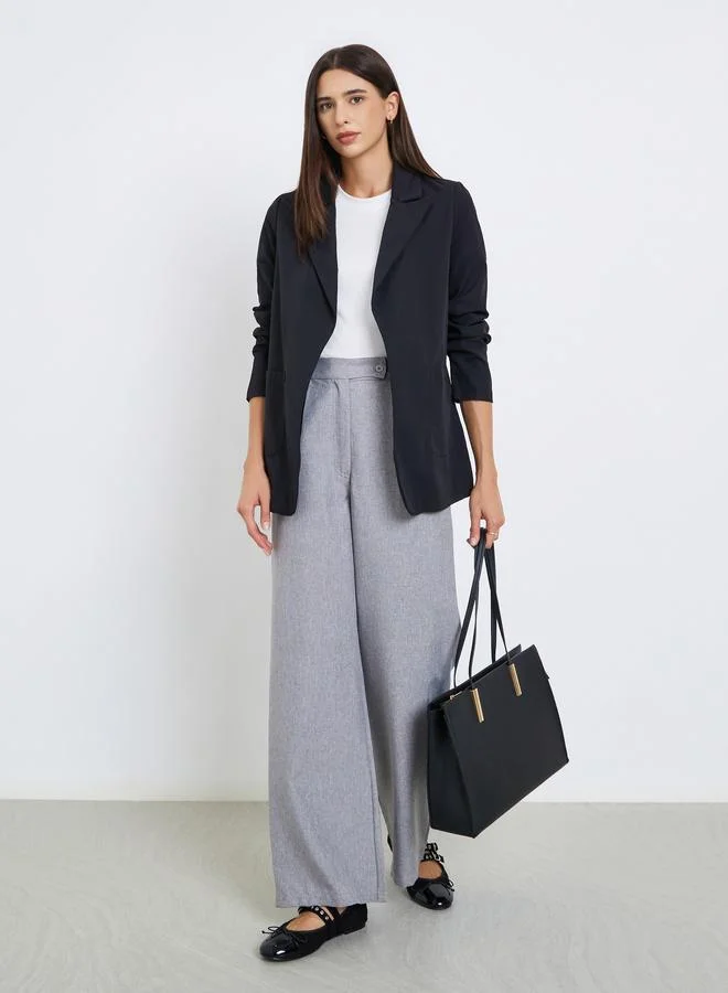 Take Two Solid Pocket Detail Long Sleeve Blazer