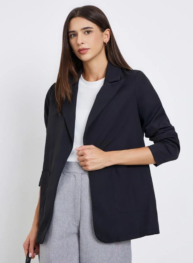 Take Two Solid Pocket Detail Long Sleeve Blazer