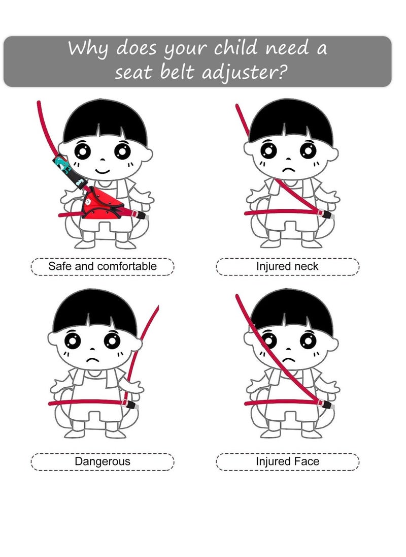 Generic - Seat Belt Cover Pad & Seatbelt Adjuster, 2 PCS Universal Car Seatbelt Adjuster for Kids & Cushion, Travel Car Seat Strap Pad Cover, Shoulder Neck Headrest Pillow for Toddler Baby Child - Image 1