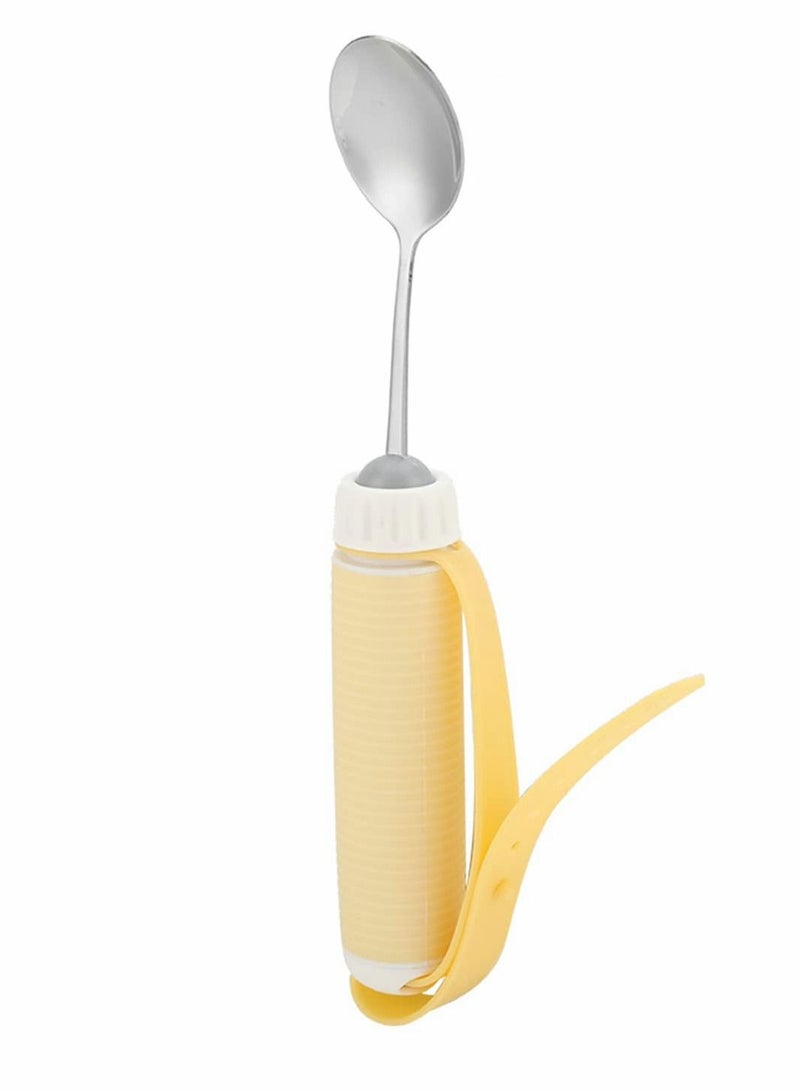 Excefore Fork مرن من الفولاذ المقاوم للصدأ، أدوات باركنسون، مساعدات للمرضى ذوي الإعاقة، كبار السن، مرضى التهاب المفاصل، الأشخاص ذوي الاحتياجات الخاصة، حزام سيليكون قابل للتعديل، أدوات الطعام دوارة بزاوية 361 درجة (ملعقة) - Image 1