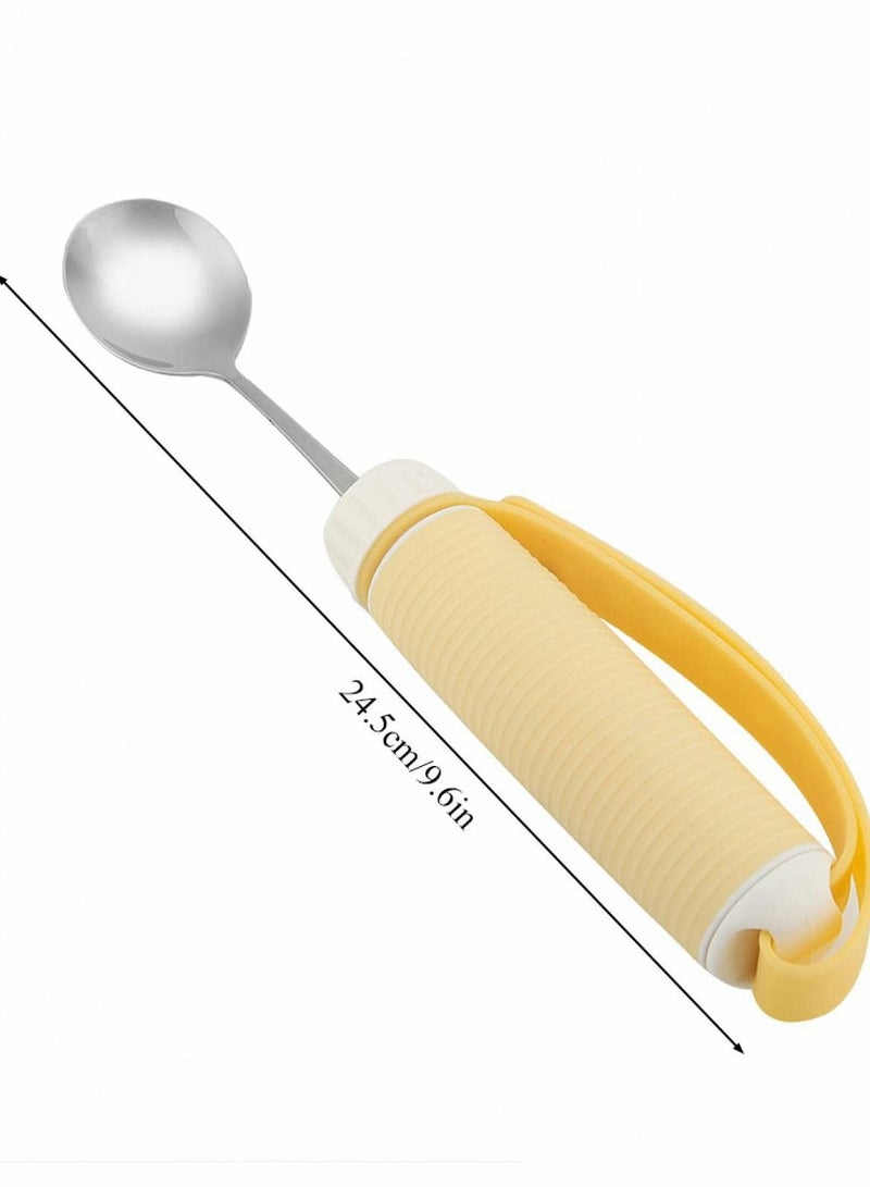Excefore Fork مرن من الفولاذ المقاوم للصدأ، أدوات باركنسون، مساعدات للمرضى ذوي الإعاقة، كبار السن، مرضى التهاب المفاصل، الأشخاص ذوي الاحتياجات الخاصة، حزام سيليكون قابل للتعديل، أدوات الطعام دوارة بزاوية 361 درجة (ملعقة) - Image 4