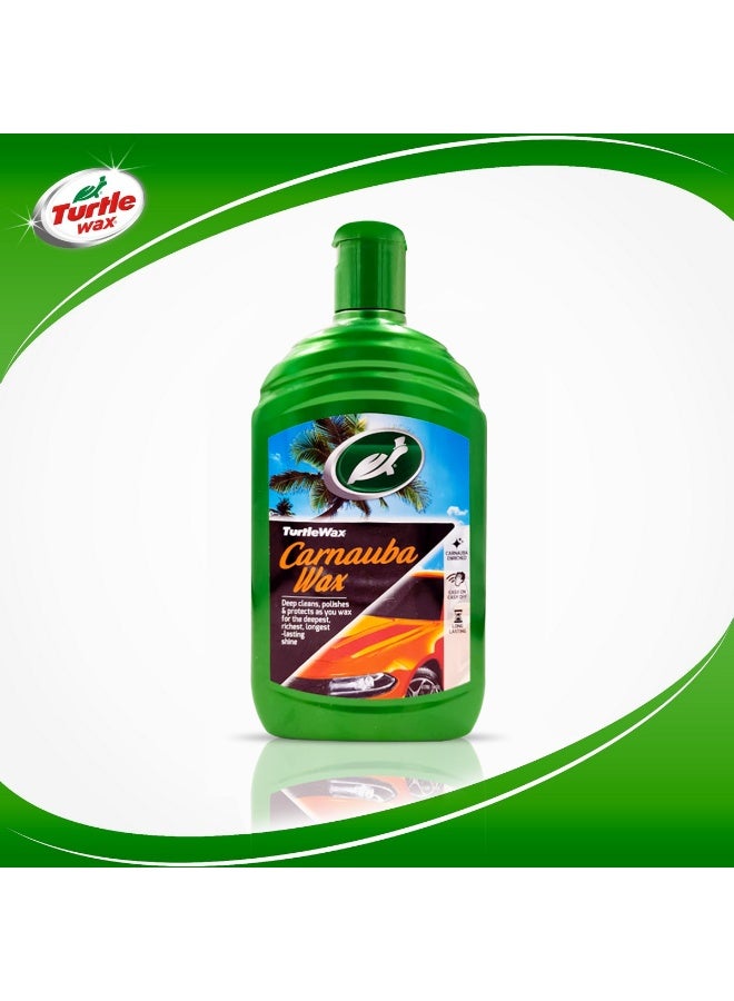 تيرتل واكس ملمع سائل وشمع "تيرتل واكس" (Turtle Wax) بالكارنوبا للسيارات - لمعان فائق وعميق، حماية للطلاء، ونتائج تدوم طويلاً - عبوة 500 مل - Image 1