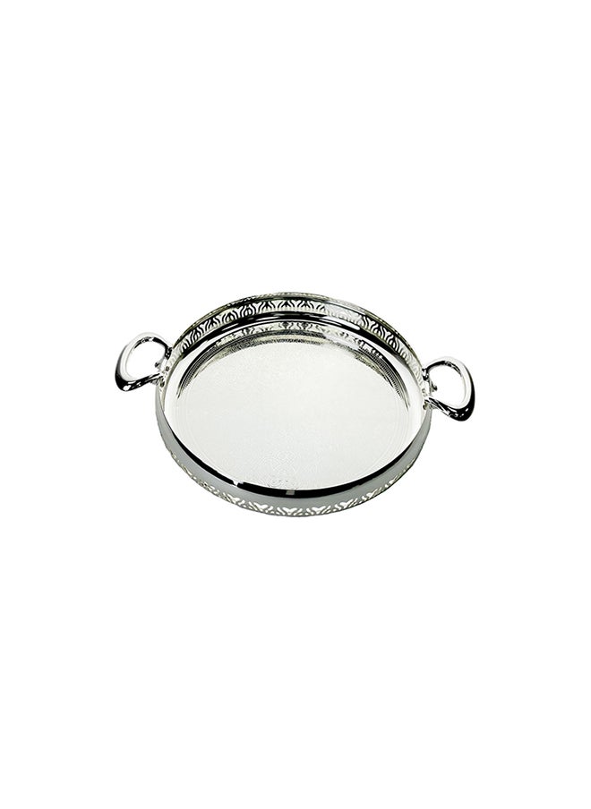 ZOLTEN صينية دائرية متوسطة الحجم مطلية بالفضة  - Image 1