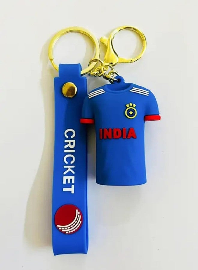 India Cricket Team Jersey Keychain with Cricket Ball Design, Blue Silicone Strap, Number 18 Jersey - Image 3