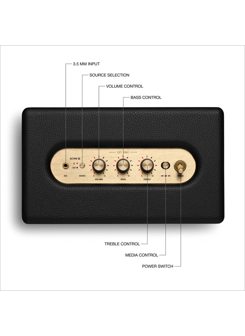 Marshall Marshall Acton III Bluetooth Home Speaker, Black  - Image 3