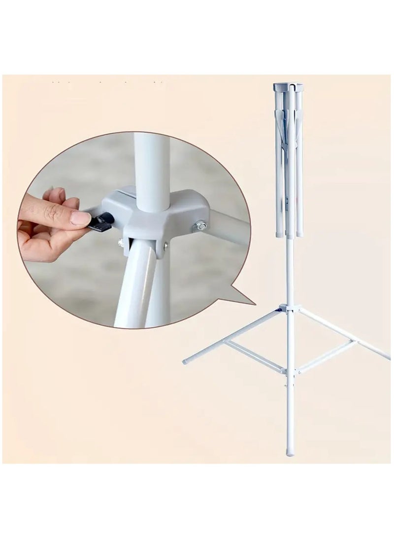 Hihonor Foldable Metal Clothes Drying Rack, Adjustable Height, Portable Space-Saving Laundry Airer with Windproof Hooks & Sock Clip for Indoor/Outdoor Use, Quick Install (Grey) - Image 3
