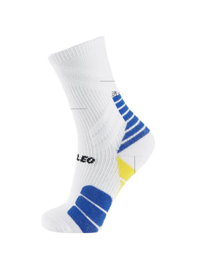 VICLeO Children'S Soccer Socks, Mid-Calf, Youth Terry Bottom, Non-Slip, Professional Running Sports Training Socks, V621364, White, Size S - Image 2