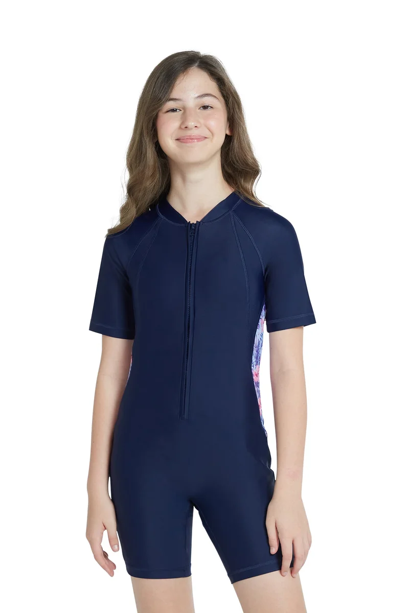 COEGA SUNWEAR COEGA Girls Youth Slim-Kini Short Length - Navy Pink Tropical