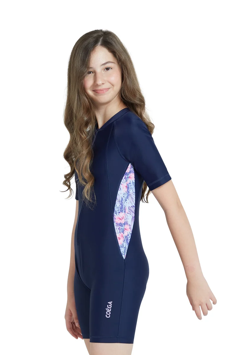 COEGA SUNWEAR COEGA Girls Youth Slim-Kini Short Length - Navy Pink Tropical