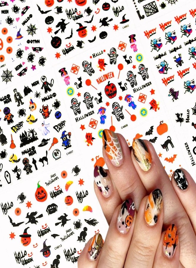 LRKNNO 24 Sheets Halloween Nail Art Stickers 3D Self-Adhesive Nail Decals Ghost Pumpkin Bat Cat Skull Nail Designs Sticker Spooky Witch Spider Ghost Nail Stickers for Women Girls Acrylic Manicure Supplies - Image 3