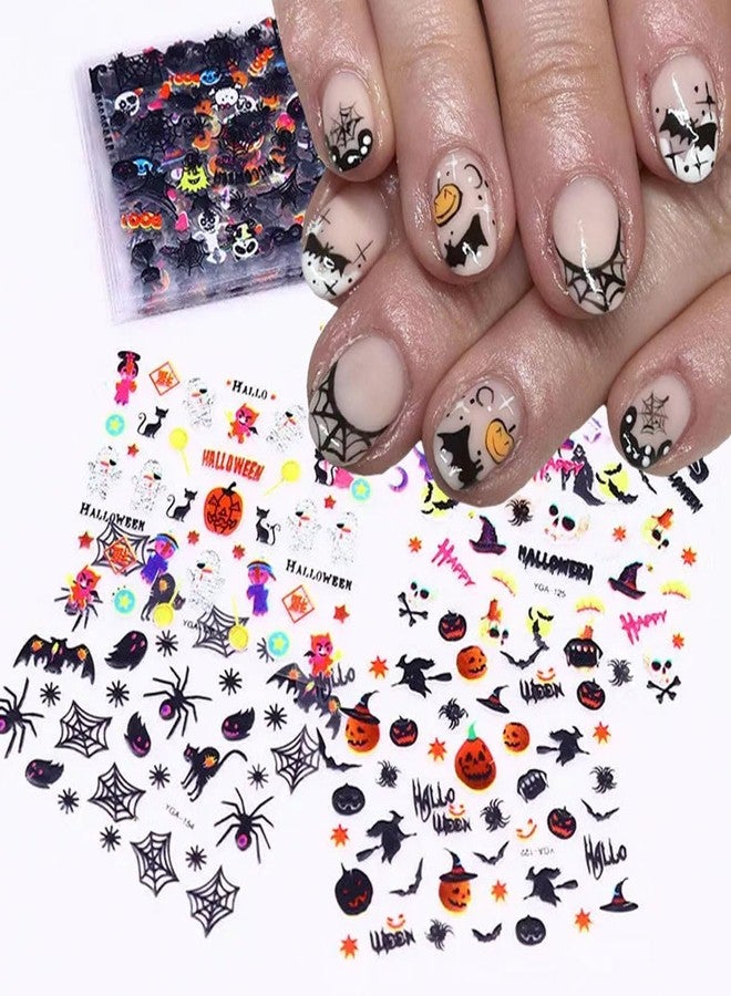 LRKNNO 24 Sheets Halloween Nail Art Stickers 3D Self-Adhesive Nail Decals Ghost Pumpkin Bat Cat Skull Nail Designs Sticker Spooky Witch Spider Ghost Nail Stickers for Women Girls Acrylic Manicure Supplies - Image 4