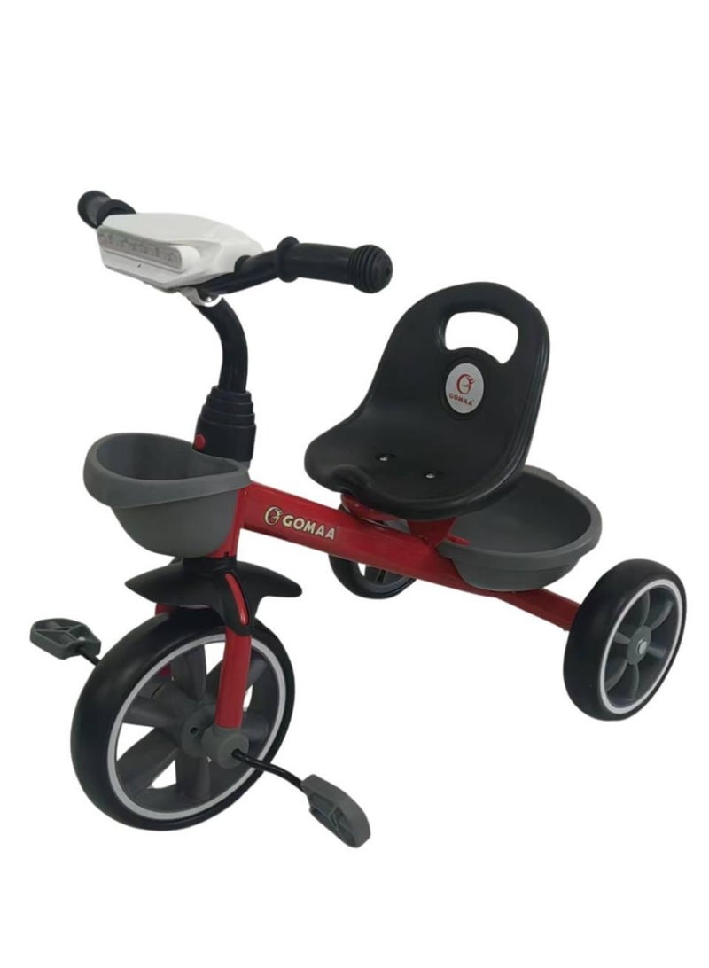 Tricycle for Kids, 2-5 Years,, Unisex, 54 cm x 36 cm x 36 cm, 25 KG Max Weight, Smart Plug n Play, Front & Rear Storage Baskets, Quiet Ride Tires, Nonslip Handle