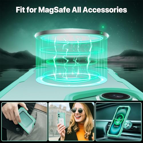 CENHUFO Magnetic Privacy for iPhone 16 Plus Case [Compatible with Magsafe] Full Body Phone Case Built-in 9H Tempered Glass Privacy Screen Protector and Camera Lens Cover, Shockproof Bumper - Green - Image 4
