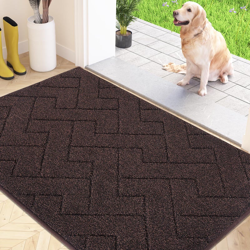 FCSDETAIL Dirt Trapper Indoor Door Mat 80 x 120 cm Machine Washable Entrance Rug Super Absorbent Dog Doormat Nonslip Inside Floor Mat for Entryway Muddy Shoes  Paws