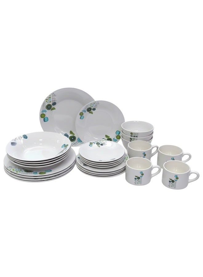 Timmy AB Flower Porcelain Ware 20 Pieces Dinner Set - Elegant Floral Ceramic Tableware for Home Dining and Hosting, Durable, Chip-Resistant, Lightweight, Easy to Clean, Ideal for Family Meals - Image 1