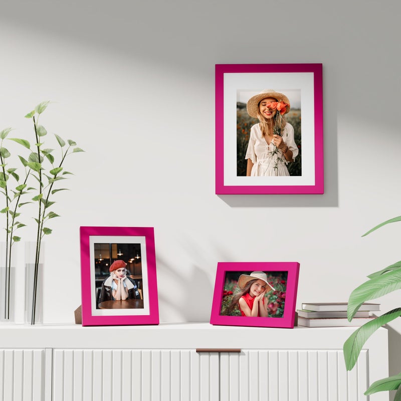 Vittanly 4x6 Picture Frame  Display Pictures 3.5x5 with Mat or 4x6 without Mat  Engineered Wood with Shatter Resistant Plexiglass  Photo Frame for Wall or Table Top Display  Rose Red  1 Pack - Image 5