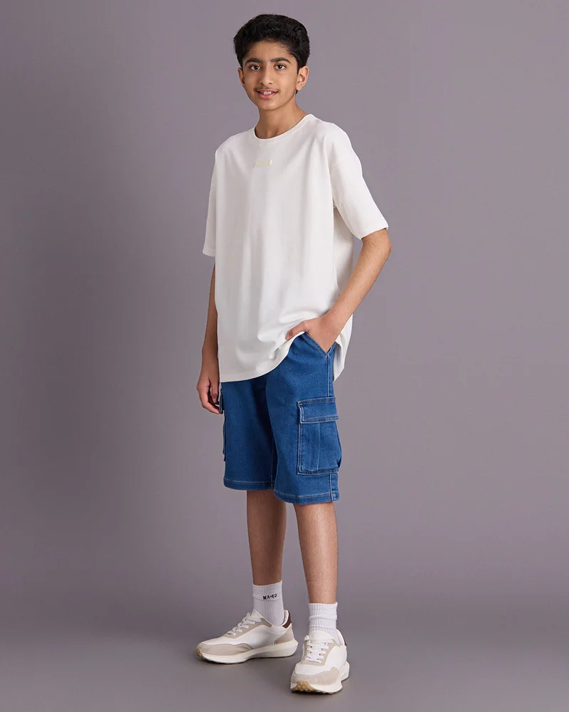 Redtag Senior Boys White Plain T-Shirt