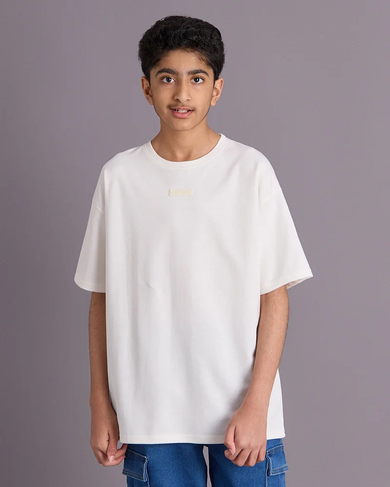Redtag Senior Boys White Plain T-Shirt