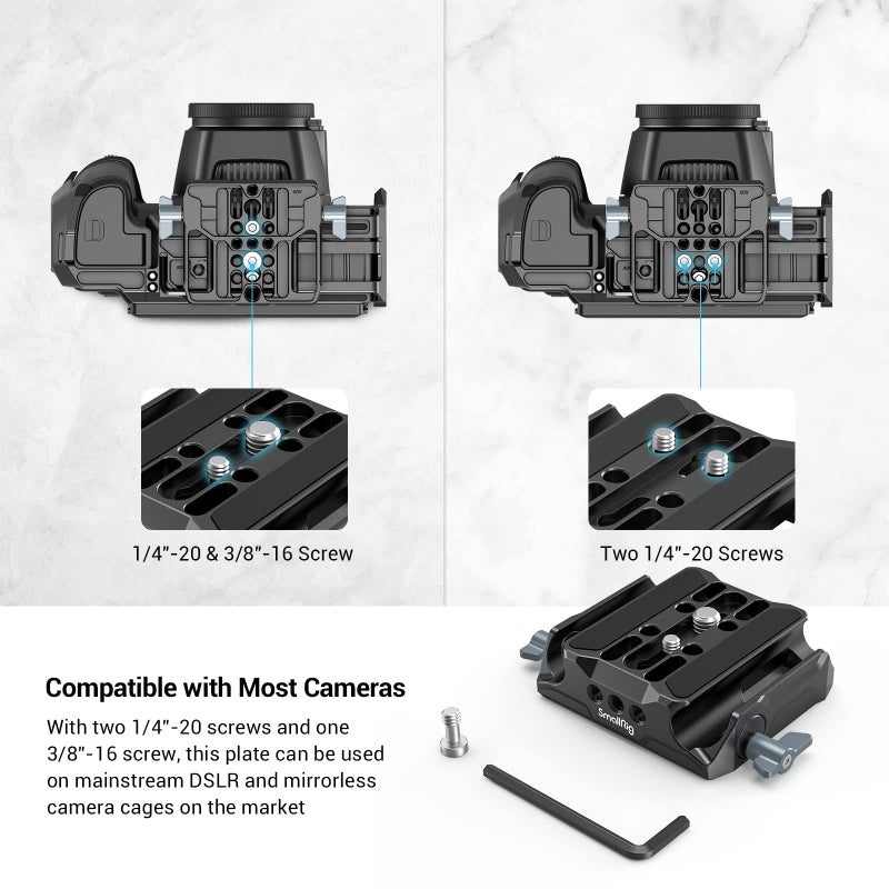 SmallRig Universal LWS Baseplate Compatible with DSLR and Mirrorless Camera Cages, Comes with Dual 15mm Rod Clamp - 3357 - Image 5