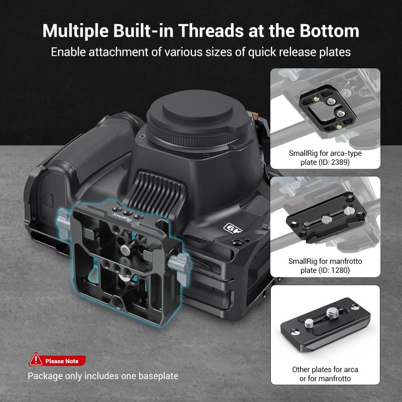 SmallRig Universal LWS Baseplate Compatible with DSLR and Mirrorless Camera Cages, Comes with Dual 15mm Rod Clamp - 3357 - Image 2