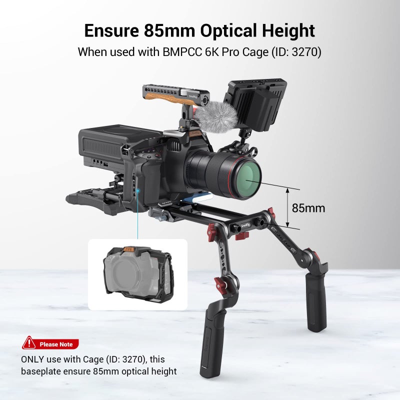 SmallRig Universal LWS Baseplate Compatible with DSLR and Mirrorless Camera Cages, Comes with Dual 15mm Rod Clamp - 3357 - Image 3