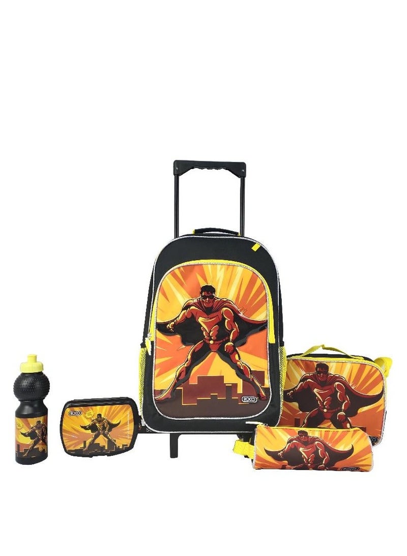 روكو حقيبة أكشن هيرو 5 في 1 بعجلات مع ملحقات