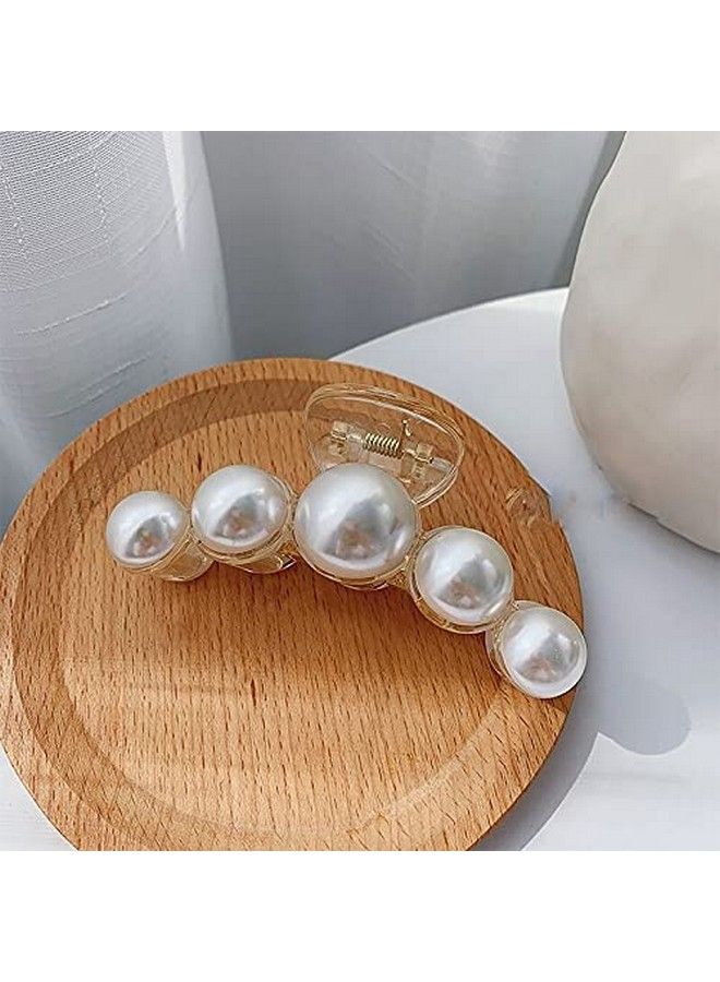 HOMEMATES 1 Pc Large Pearl Hair Claw Clips White Hair Clips Thick Long Hair Jaw Clips Strong Hold Clutches Barrettes Hair Accessories For Women And Girls (Style 7) - Image 2