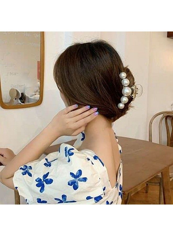 HOMEMATES 1 Pc Large Pearl Hair Claw Clips White Hair Clips Thick Long Hair Jaw Clips Strong Hold Clutches Barrettes Hair Accessories For Women And Girls (Style 7) - Image 5