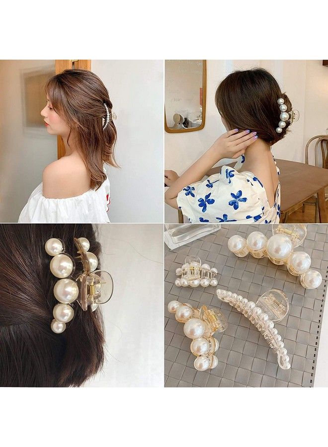 HOMEMATES 1 Pc Large Pearl Hair Claw Clips White Hair Clips Thick Long Hair Jaw Clips Strong Hold Clutches Barrettes Hair Accessories For Women And Girls (Style 7) - Image 4
