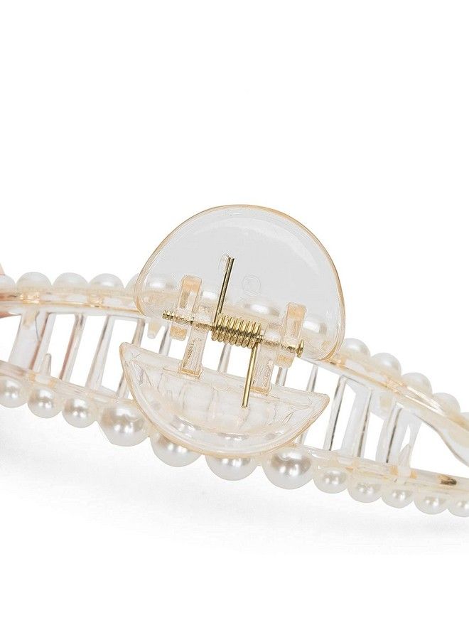 HOMEMATES 1 Pc Large Pearl Hair Claw Clips White Hair Clips Thick Long Hair Jaw Clips Strong Hold Clutches Barrettes Hair Accessories For Women And Girls (Style 7) - Image 3