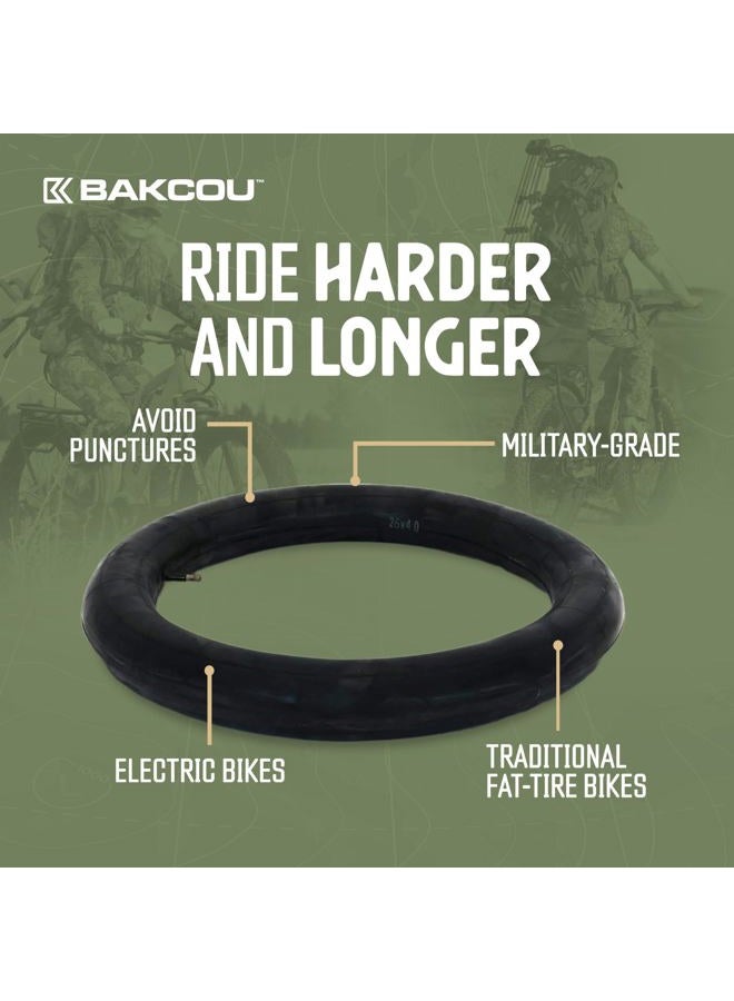 Bakcou Fat Tire Bike Tube, 26 x 4 Inch, Heavy Duty, Schrader Valve, Black. Perfect for e Bike, Fat tire Electric Mountain Bike or Any Bike. One Tube Included. - Image 5
